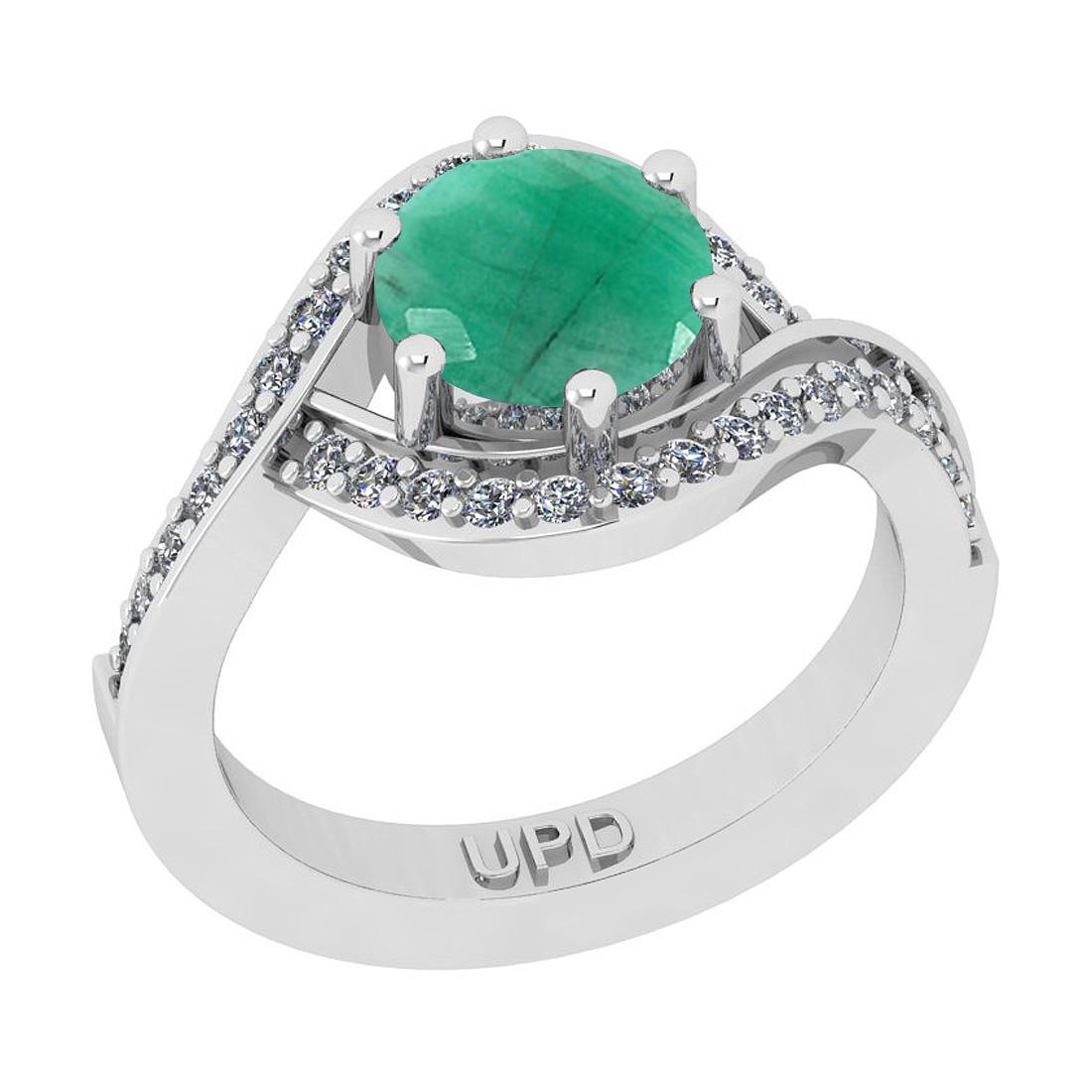 1.18 Ctw SI2/I1 Emerald And Diamond 14K White Gold Brid: 1.18 Ctw SI2/I1 Emerald And Diamond 14K White Gold Bridal Wedding Set Ring -- Center Stone Weight : 1.00 Ctw ( Round Cut) Center Stone Color :-Emerald Stone Setting : Prong Side Stone Weight Of Ctw 0.