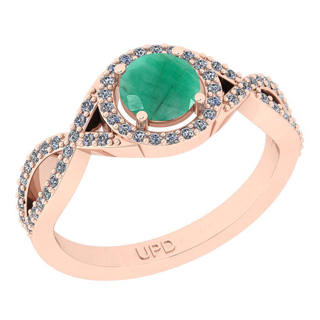 0.91 Ctw SI2/I1 Emerald And Diamond 14K Rose Gold Infin: 0.91 Ctw SI2/I1 Emerald And Diamond 14K Rose Gold Infinity Wedding Halo Ring -- Center Stone Weight : 0.60 Ctw ( Round Cut) Center Stone Color :-Emerald Stone Setting : Prong Side Stone Weight Of Ctw 