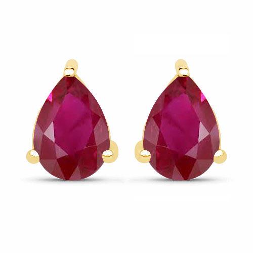 4.50 CTW Genuine Ruby And 14K Yellow Gold Earrings: 4.50 CTW Genuine Ruby And 14K Yellow Gold Earrings -- Certified 4.50 CTW Genuine Ruby And 14K Yellow Gold Earrings Center Stone 4.50 CTW Pear Center Stone Clarity:SI1-SI2 Center Stone Color : Genuine