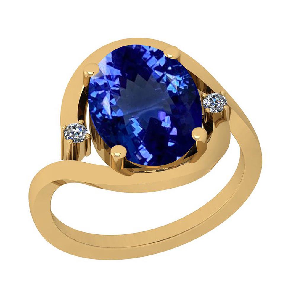 Certified 4.03 Ctw VS/SI1 Tanzanite and Diamond 14K Yel: Certified 4.03 Ctw VS/SI1 Tanzanite and Diamond 14K Yellow Gold Vintage Style Ring -- Color Stone Approx Weight: 3.96 Ctw (1 pcs Oval) Center Stone Color: Tanzanite Center Stone Setting: Prong Side St