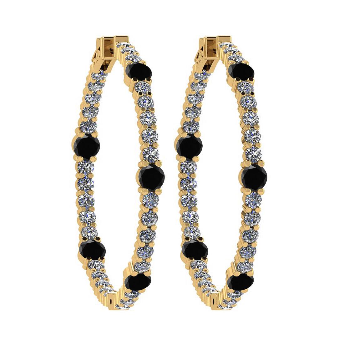 2.08 Ctw i2/i3 Treated Fancy Black and White Diamond 14: 2.08 Ctw i2/i3 Treated Fancy Black and White Diamond 14K Yellow Gold Hoop Earrings -- Color Stone Weight : 0.86 Ctw ( Round cut) Center Stone Color : Treated Fancy Black Diamond Center Clarity : i2/i3