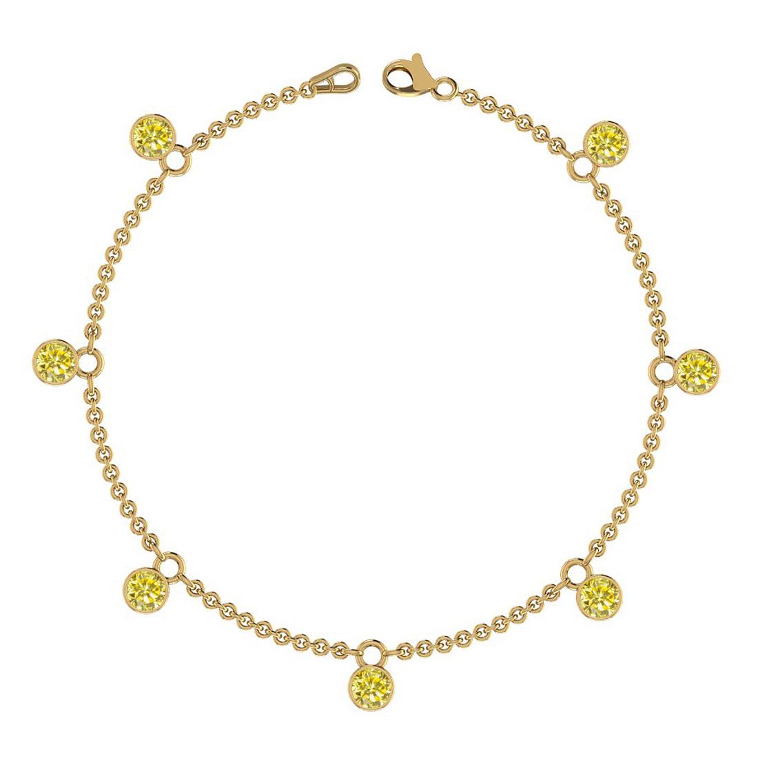 0.70 Ctw i2/i3 Treated Fancy Yellow Diamond 14K Yellow: 0.70 Ctw i2/i3 Treated Fancy Yellow Diamond 14K Yellow Gold Dangling Bracelet -- Center Diamond Weight : 0.70 Ctw (Round Cut) Center Diamond Color :-Treated Fancy Yellow Diamond Center Clarity : i2/i3