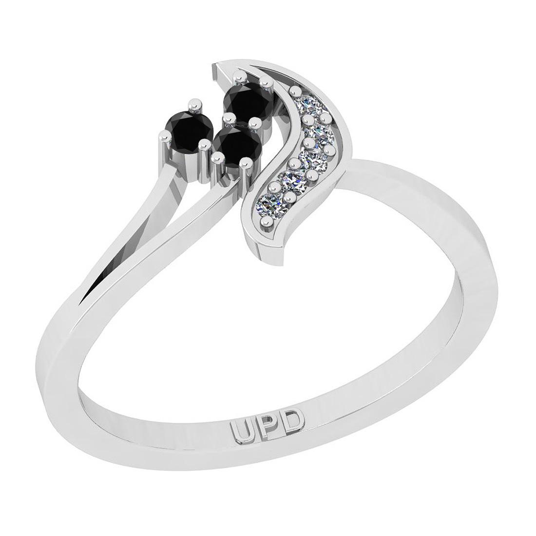 Certified 0.14 Ctw I2/I3 Treated Fancy Black And White: Certified 0.14 Ctw I2/I3 Treated Fancy Black And White Diamond 10K White Gold Ring -- Center Stone Approx Weight: 0.09 Ctw (Round Cut) Center Stone Color: Treated Fancy Black Diamond Center Stone Clar