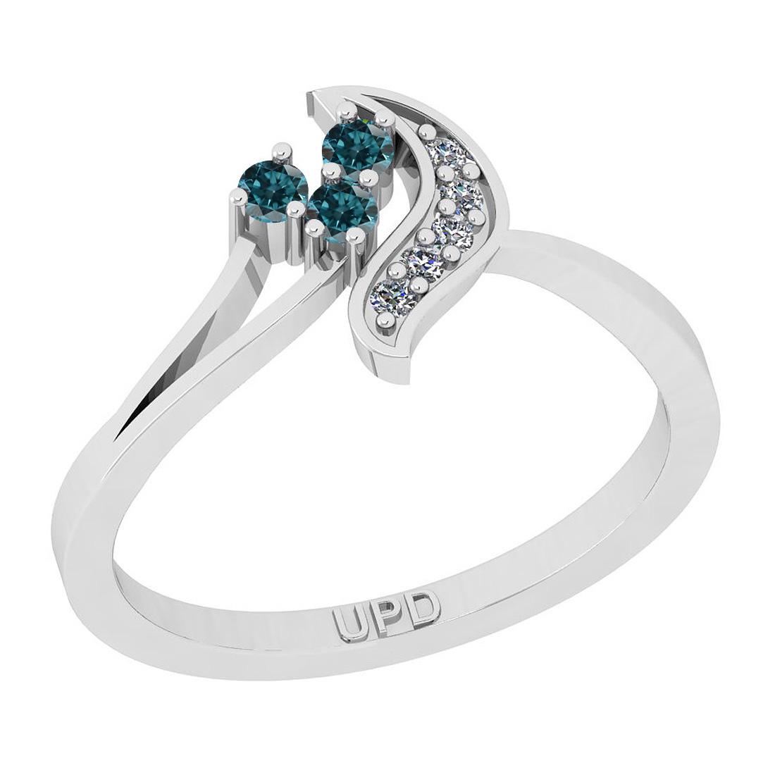 Certified 0.14 Ctw I2/I3 Treated Fancy Blue And White D: Certified 0.14 Ctw I2/I3 Treated Fancy Blue And White Diamond 10K White Gold Ring -- Center Stone Approx Weight: 0.09 Ctw (Round Cut) Center Stone Color: Treated Fancy Blue Diamond Center Stone Clarit