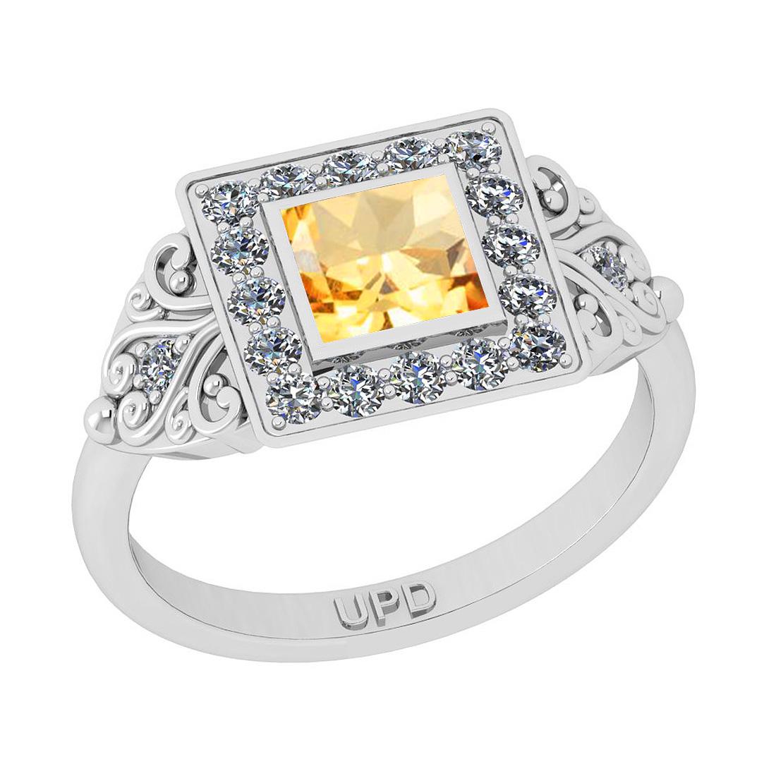 1.12 Ctw I2/I3 Citrine And Diamond 10K White Gold Engag: 1.12 Ctw I2/I3 Citrine And Diamond 10K White Gold Engagement Halo Ring -- Color Stone Weight : 0.75 Ctw (Princess Cut ) Center Stone Color : Citrine Center Stone Setting : Prong Side Stone Weight Of C