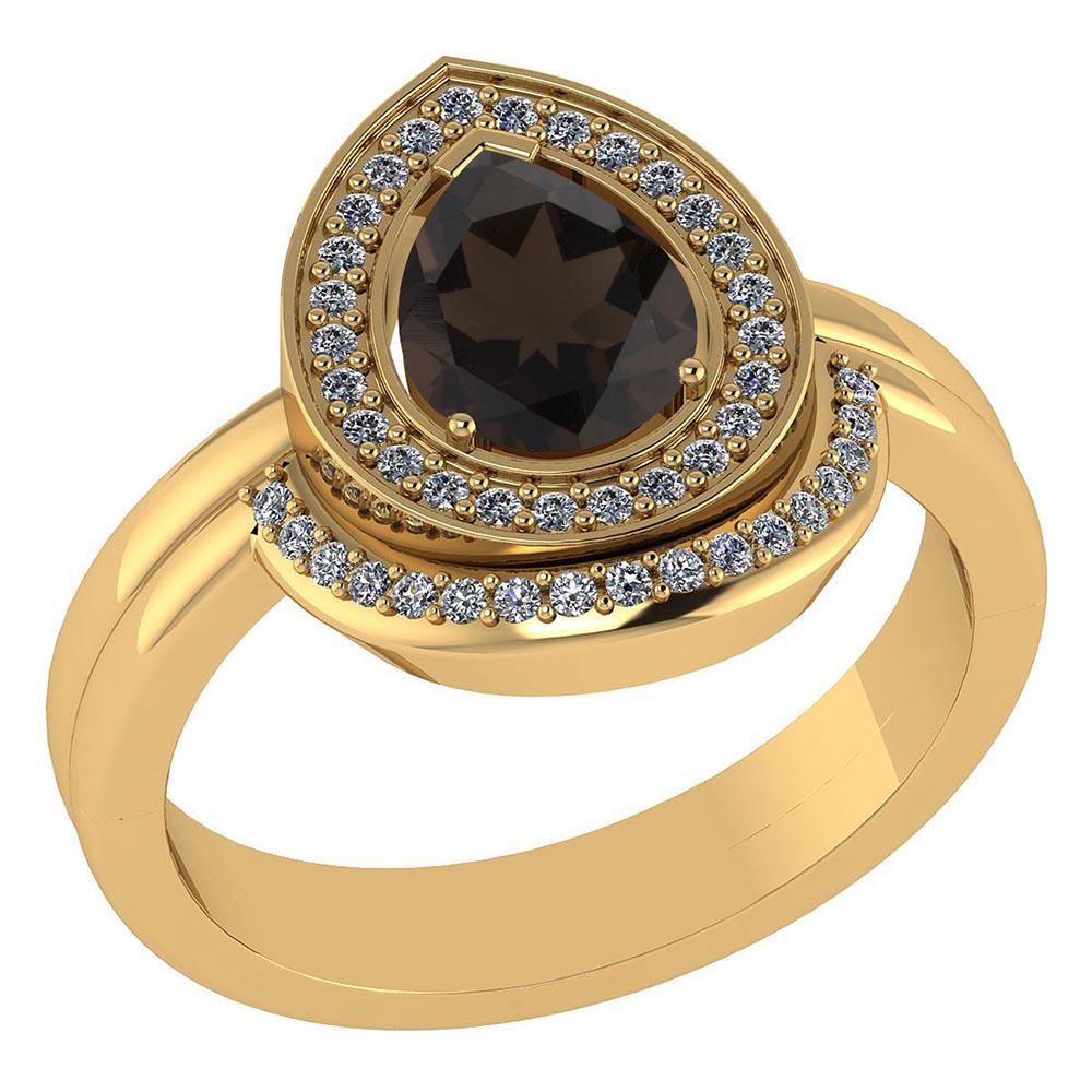 1.88 Ctw Si2/i1 Smoky Quartz And Diamond 14K Yellow Gol: 1.88 Ctw Si2/i1 Smoky Quartz And Diamond 14K Yellow Gold Ring -- Center Stone Weight: 1.75Ctw Pear Center Stone Color : Smoky Quartz Stone Setting ;Prong Side Stone Clarity;Si2/i1 Side Stone Color ; W