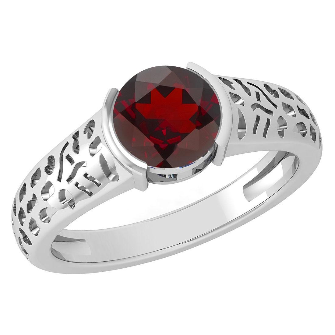 Certified 1.25 Ctw Garnet Ladies Fashion 14K White Gold: Certified 1.25 Ctw Garnet Ladies Fashion 14K White Gold Solitaire Ring MADE IN USA -- Center Stone Weight ; 1.25 Ctw (1 Pcs Round) Center Stone Color: Garnet Center Stone Setting ; Bezel Metal Weight 