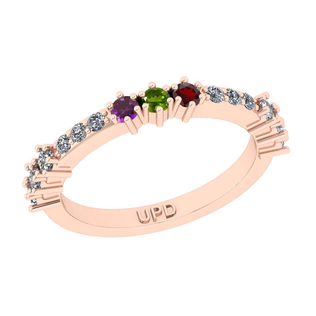 0.42 Ctw I2/I3 Multi Stone And Diamond 10K Rose Gold Ri: 0.42 Ctw I2/I3 Multi Stone And Diamond 10K Rose Gold Ring -- Multi Stone Weight : 0.10 Ctw ( Round Cut) Multi Stone Color :-Amethyst,Garnet,Peridot Multi Stone Setting : Prong Side Stone Weight Of Ctw