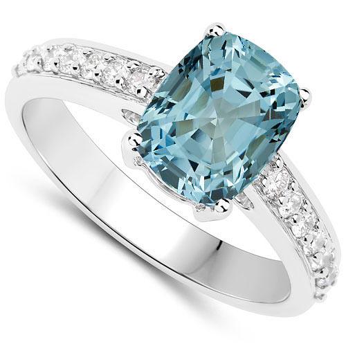 Certified 4.30 CTW Genuine Blue Topaz And Diamond 14K W: Certified 4.30 CTW Genuine Blue Topaz And Diamond 14K White Gold Ring -- Center Stone 4.16 CTW Cushion Center Stone Clarity:SI1-SI2 Center Stone Color : Genuine Blue Topaz Stone Setting ;# Side Stone 
