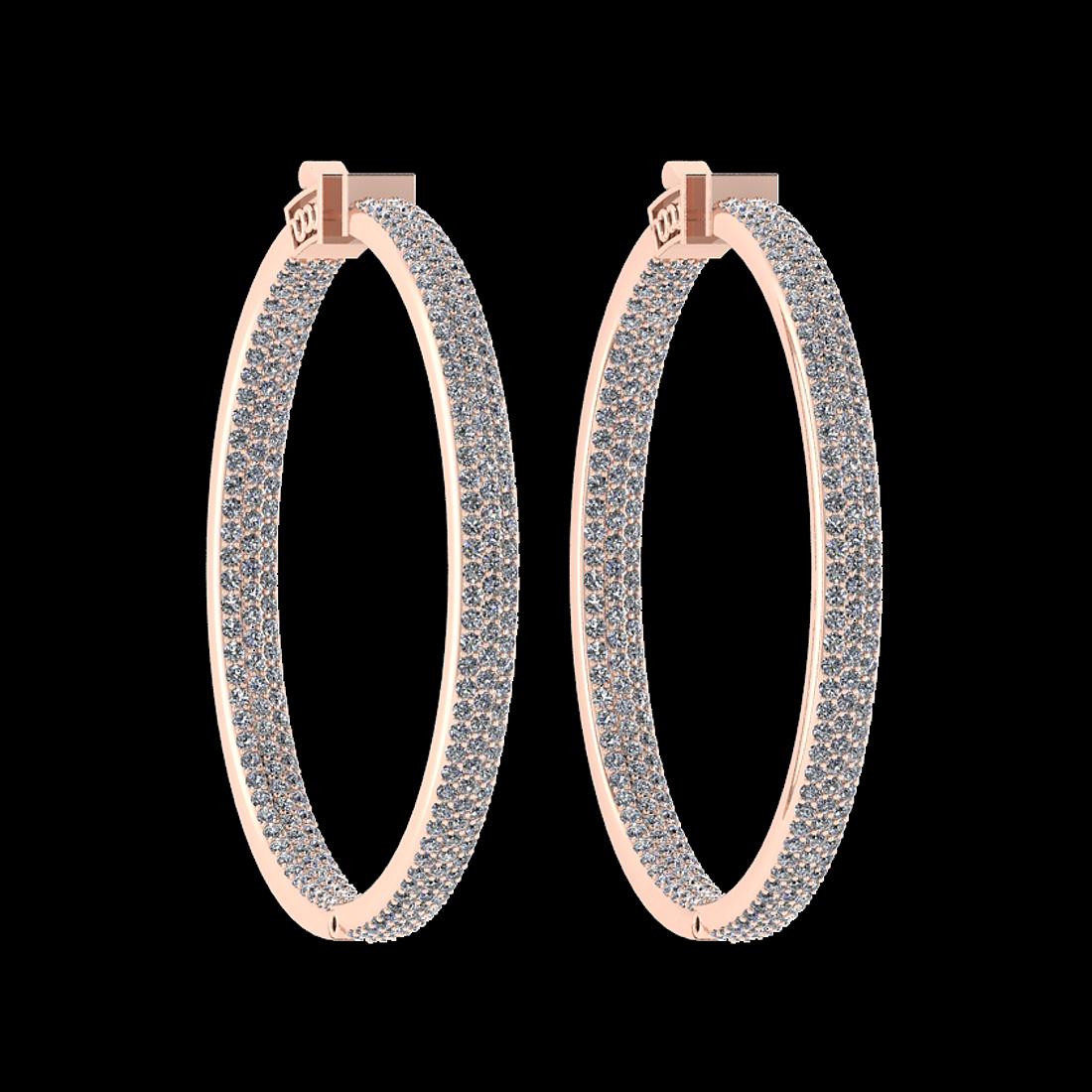 3.00 Ctw i2/i3 Diamond 14K Rose Gold Hoop Earrings: 3.00 Ctw i2/i3 Diamond 14K Rose Gold Hoop Earrings -- Center Diamond Weight : 3.00 Ctw (Round Cut) Center Diamond Color :- J-K Center Clarity : i2/i3 Stone Setting : Prong Metal Weight : Approx 8.40 G