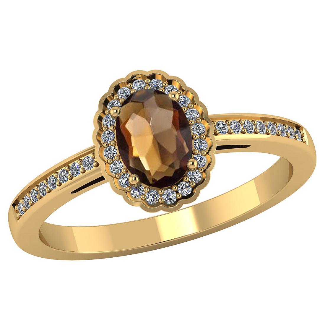 Certified 1.70 CTW Genuine Smoky And Diamond 14K Yellow: Certified 1.70 CTW Genuine Smoky And Diamond 14K Yellow Gold Ring -- Center Stone 1.34 CTW Oval Center Stone Clarity:SI1-SI2 Center Stone Color: Genuine Smoky Stone Setting ;Prong Side Stone Clarity;S