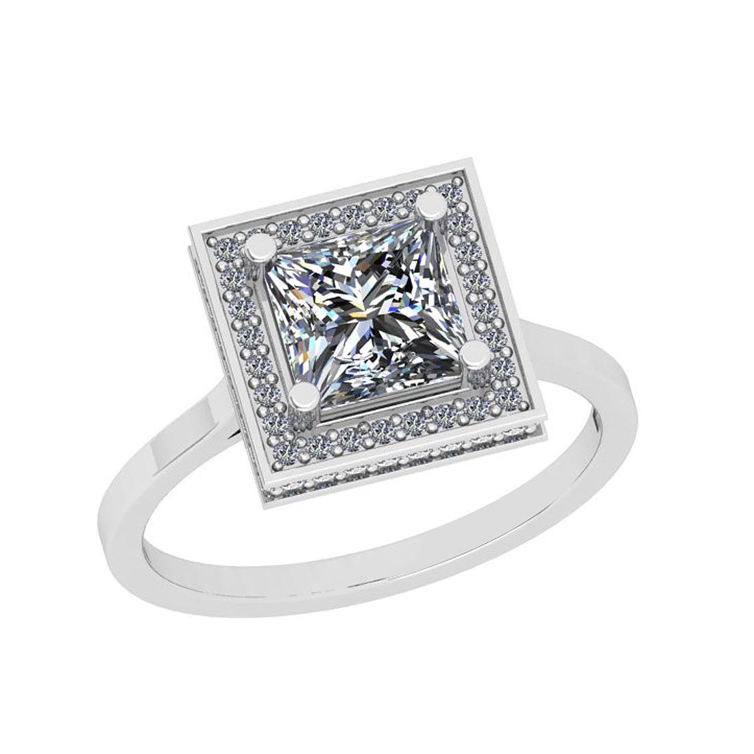 Certified 1.05 Ctw VS/SI1 Diamond 18K White Gold Promis: Certified 1.05 Ctw VS/SI1 Diamond 18K White Gold Promises Ring -- Center Approx Weight: 0.75 Ctw (Princess Cut) Center Diamond Color: H-I Center Clarity: VS/SI1 Center Setting: Prong Side Stone 0.30 c