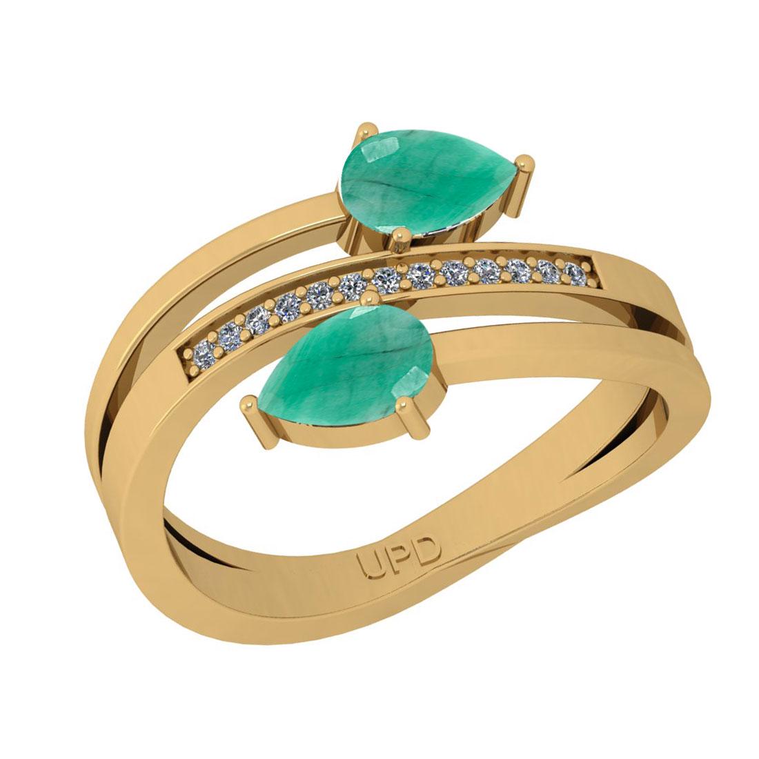 0.57 Ctw SI2/I1 Emerald And Diamond 14K Yellow Gold Byp: 0.57 Ctw SI2/I1 Emerald And Diamond 14K Yellow Gold Bypass Style Ring -- Center Stone Weight : 0.50 Ctw ( Pear Cut) Center Stone Color :-Emerald Center Stone Setting : Prong Side Stone Weight Of Ctw 0