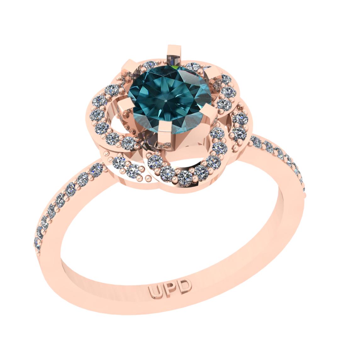 1.27 Ctw I2/I3 Treated Fancy Blue And White Diamond 14K: 1.27 Ctw I2/I3 Treated Fancy Blue And White Diamond 14K Rose Gold Engagement Ring -- Center Stone Weight : 1.00 Ctw (Round Cut) Center Stone Color :-Treated Fancy Blue Diamond Center Stone Clarity :I2