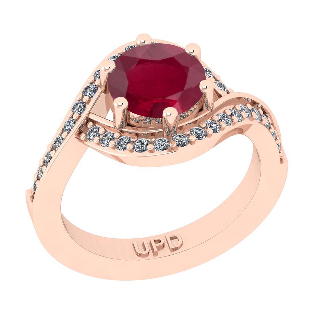 1.18 Ctw SI2/I1 Ruby And Diamond 14K Rose Gold Bridal W: 1.18 Ctw SI2/I1 Ruby And Diamond 14K Rose Gold Bridal Wedding Set Ring -- Center Stone Weight : 1.00 Ctw ( Round Cut) Center Stone Color :-Ruby Stone Setting : Prong Side Stone Weight Of Ctw 0.18 Ctw