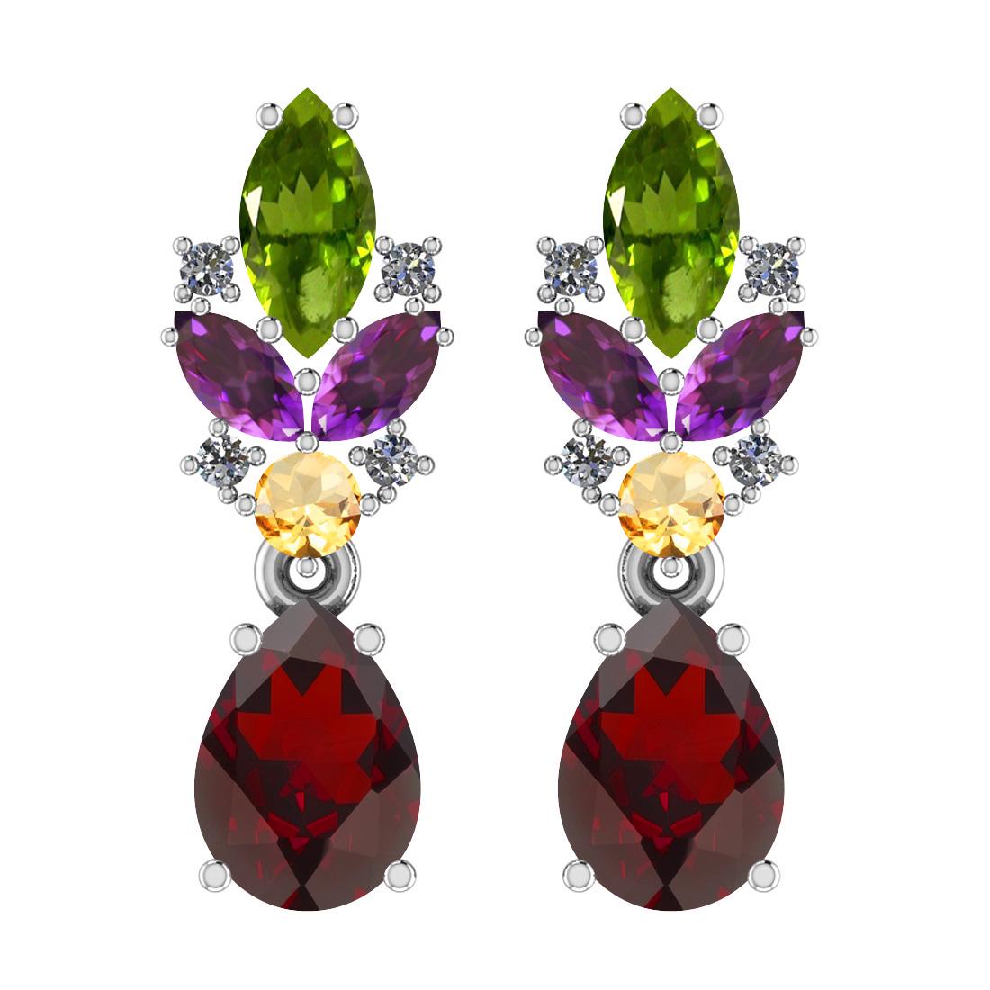 2.56 Ctw I2/I3 Multi Stone And Diamond 10K White Gold E: 2.56 Ctw I2/I3 Multi Stone And Diamond 10K White Gold Earrings -- Multi Stone Weight : 2.50 Ctw ( Pear,Marquise,Round Cut) Multi Stone Color :-Amethyst,Garnet,Peridot,Citrine Multi Stone Setting : Pro
