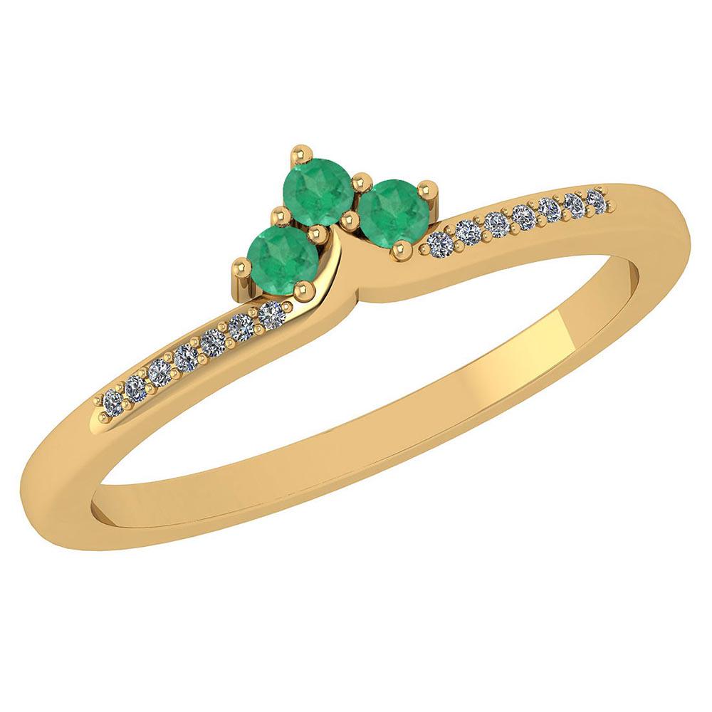 Certified 0.13 Ctw Emerald And Diamond 18k Yellow Gold: Certified 0.13 Ctw Emerald And Diamond 18k Yellow Gold Halo Ring (VS/SI1) MADE IN USA -- Center Stone Approx Weight ; 0.09 Ctw (3 Pcs Round) Center Stone Color: Emerald Center Stone Setting ; Prong (0