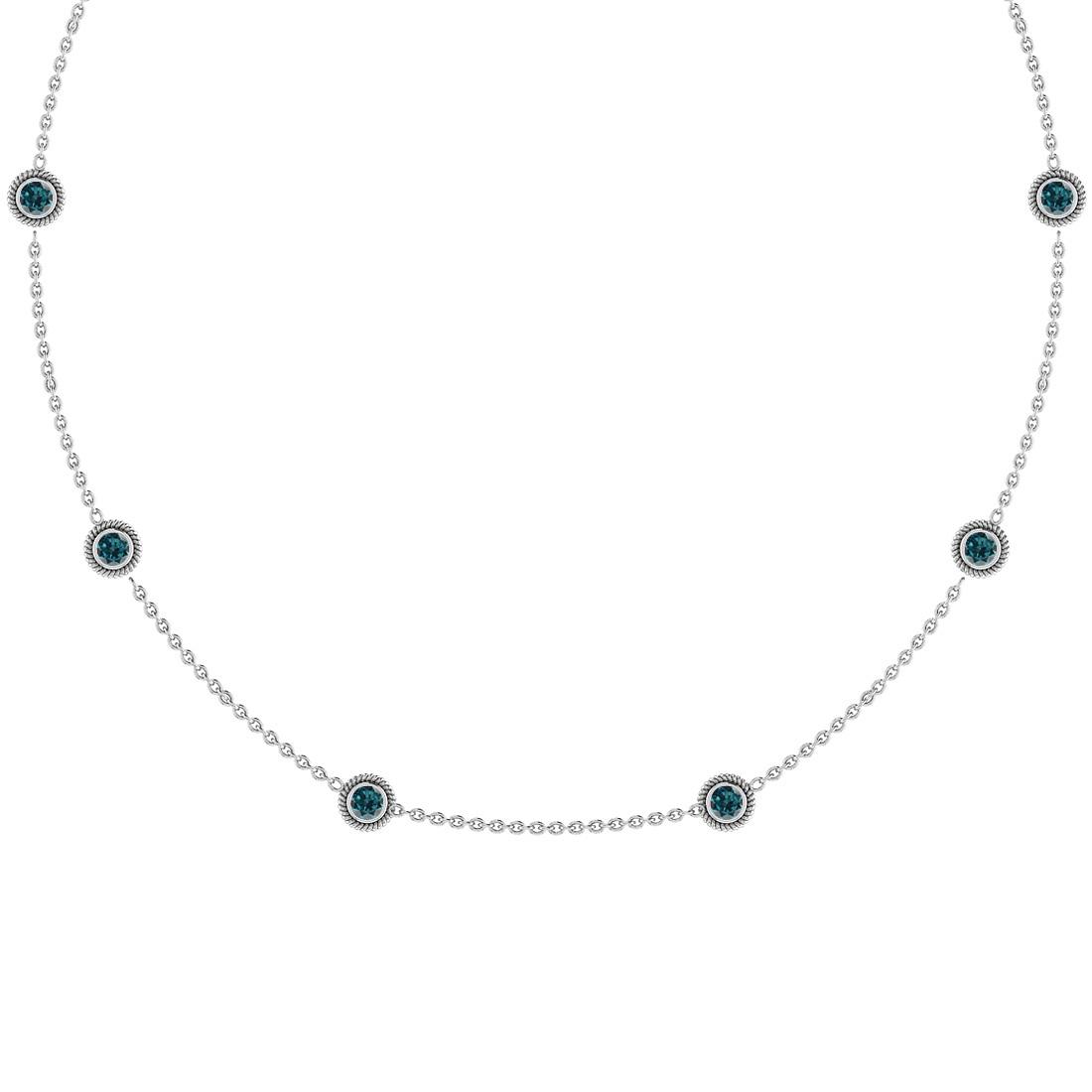 0.30 Ctw i2/i3 Treated Fancy Blue Diamond 14K White Gol: 0.30 Ctw i2/i3 Treated Fancy Blue Diamond 14K White Gold Yard Necklace -- Center Diamond Weight : 0.30 Ctw (Round Cut) Center Diamond Color :-Treated Fancy Blue Diamond Center Clarity : i2/i3 Stone Se