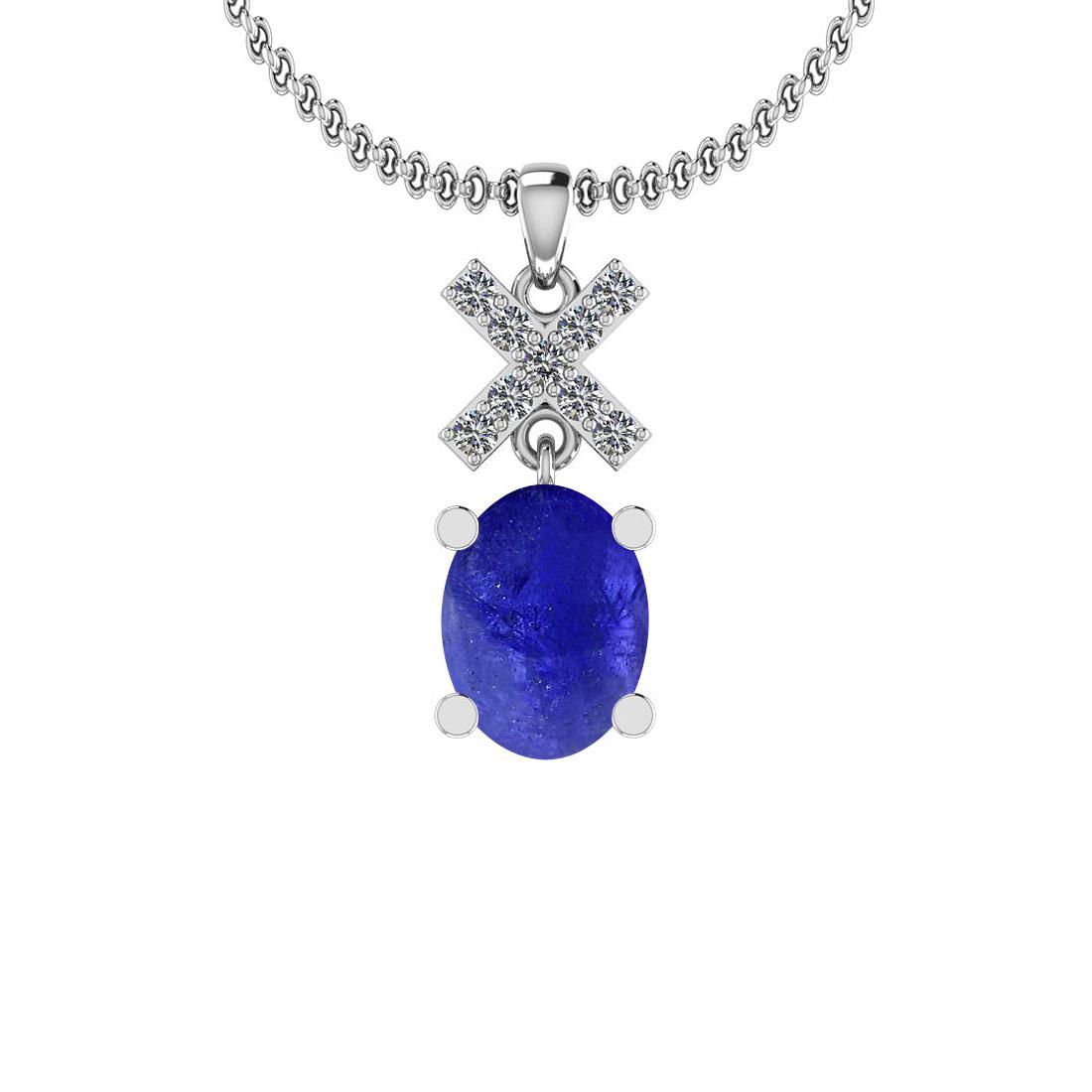 Certified 5.61 Ctw Tanzanite and Diamond I1/I2 14K Whit: Certified 5.61 Ctw Tanzanite and Diamond I1/I2 14K White Gold Victorian Style Pendant -- Color Stone Approx Weight: 5.30 Ctw (1 pcs Oval Cabochon) Center Stone Color: Tanzanite Center Stone Setting: P