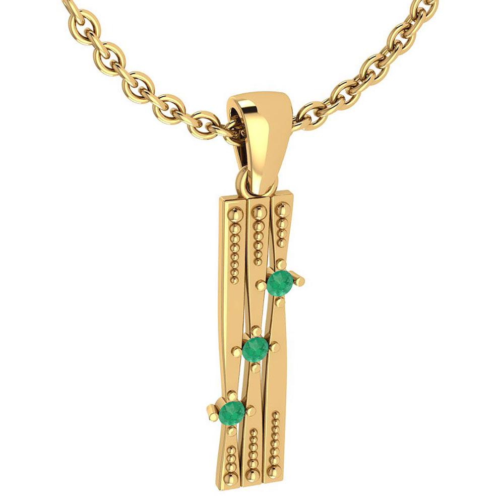 Certified 0.06 Ctw Emerlad Styles Necklace 14k Yellow G: Certified 0.06 Ctw Emerlad Styles Necklace 14k Yellow Gold (VS/SI1) MADE IN USA -- Color Stone Weight ; 0.06 Ctw (3 Pcs Round ) Color Stone Color: Emerlad Center Stone Setting: Pave Weight: Approx 1.6