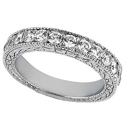 Antique style Style Pave Set Wedding Ring Band 14k Whit: Antique style Style Pave Set Wedding Ring Band 14k White Gold 1.00ctw -- CENTER STONE; Diamond CENTER STONE CLARITY; J-K CENTER STONE COLOR; Vs2 CENTER STONE SETTING; Pave SIDE STONE CLARITY; SIDE STO