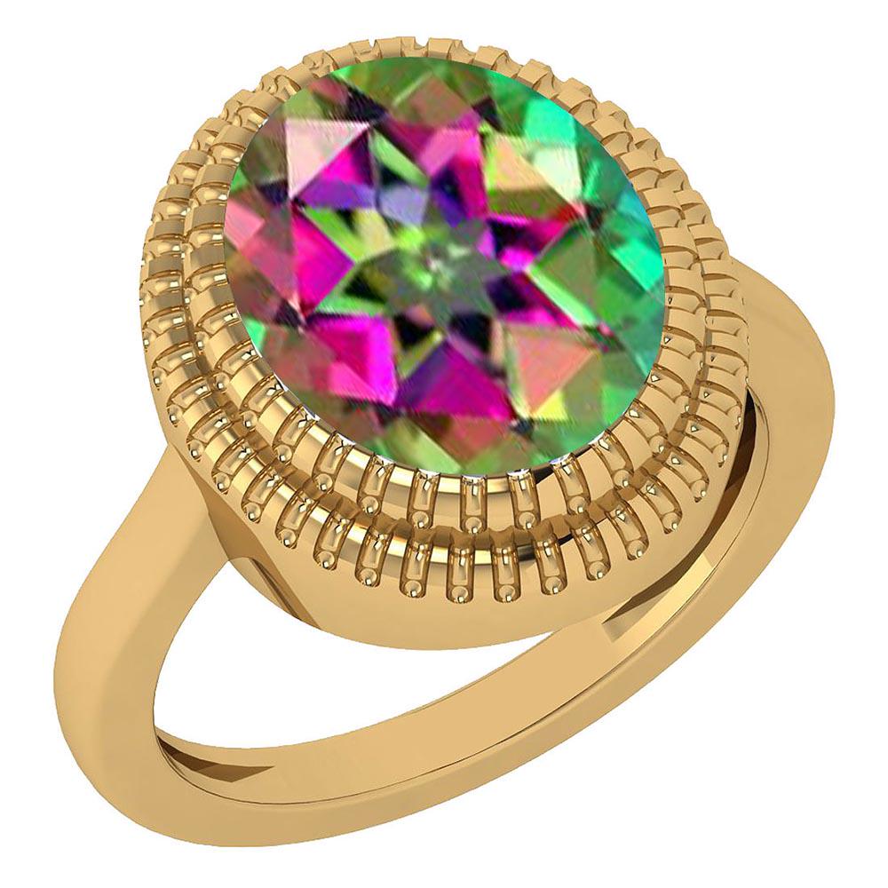 Certified 5.05 Ctw Mystic Topaz 14K Yellow Gold Solitai: Certified 5.05 Ctw Mystic Topaz 14K Yellow Gold Solitaire Ring MADE IN USA -- Stone Weight ; 5.05 Ctw (1 Pcs Oval) Center Stone Color: Mystic Topaz Center Stone Setting ; Bezel Metal Weight Approx: 5.