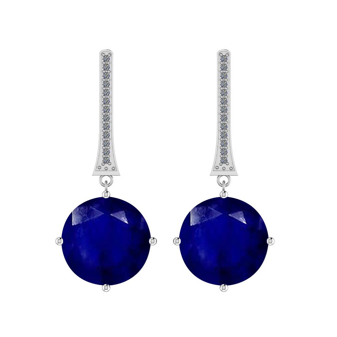 5.28 Ctw SI2/I1 Blue Sapphire And Diamond 14K White Gol: 5.28 Ctw SI2/I1 Blue Sapphire And Diamond 14K White Gold Earrings -- Center Stone Weight : 5.00 Ctw (Round cut) Center Stone Color :-Blue Sapphire Stone Setting : Prong Side Stone Weight Of Ctw 0.28 C