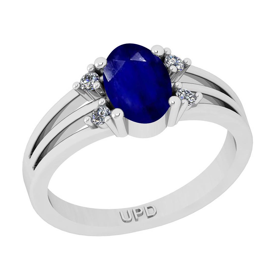 1.35 Ctw SI2/I1 Blue Sapphire And Diamond 14K White Gol: 1.35 Ctw SI2/I1 Blue Sapphire And Diamond 14K White Gold Promises Ring -- Center Stone Weight : 1.25 Ctw ( Oval Cut) Center Stone Color :-Blue Sapphire Stone Setting : Prong Side Stone Weight Of Ctw 0