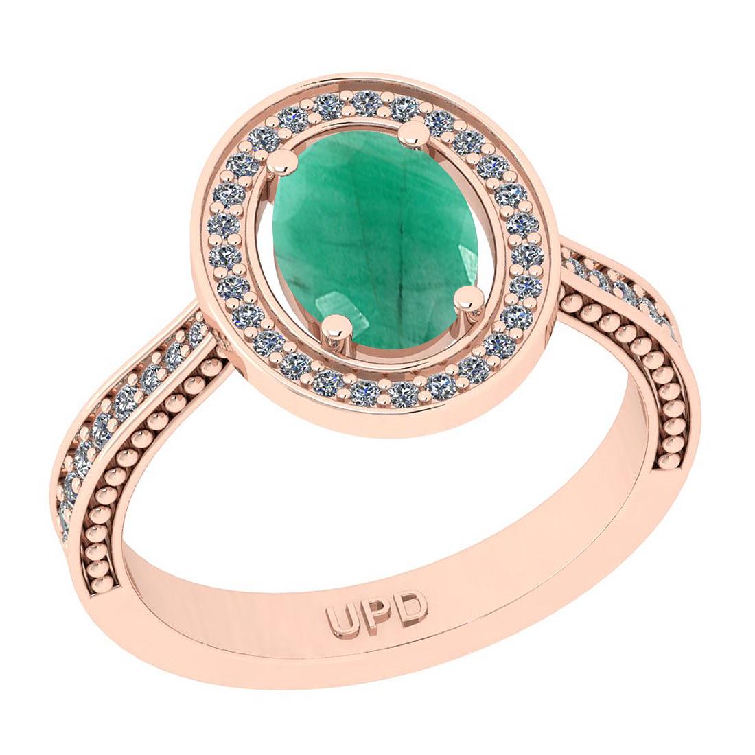 1.25 Ctw SI2/I1 Emerald And Diamond 14K Rose Gold Engag: 1.25 Ctw SI2/I1 Emerald And Diamond 14K Rose Gold Engagement Ring -- Center Stone Weight : 1.25 Ctw ( Oval Cut) Center Stone Color :-Emerald Stone Setting : Prong Side Stone Weight Of Ctw 0.30 Ctw Sid
