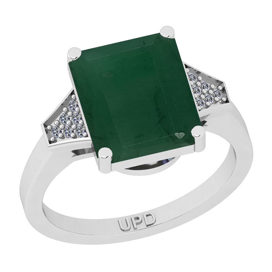 5.80 Ctw SI2/I1 Emerald And Diamond 14K White Gold Cock: 5.80 Ctw SI2/I1 Emerald And Diamond 14K White Gold Cocktail Engagement Ring -- Center Stone Weight : 5.73 Ctw ( Emerald Cut) Center Stone Color :-Emerald Stone Setting : Prong Side Stone Weight Of Ctw