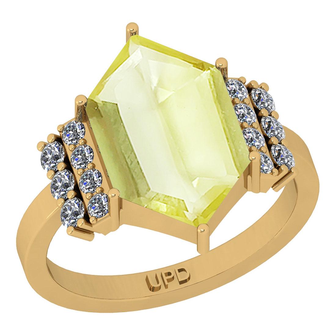 4.97 Ctw I2/I3 Lemon Topaz And Diamond 10K Yellow Gold: 4.97 Ctw I2/I3 Lemon Topaz And Diamond 10K Yellow Gold Ring -- Color Stone Weight : 4.60 Ctw (kite Fancy Shape ) Center Stone Color : Lemon Topaz Center Stone Setting : Prong Side Stone Weight Of Ctw 