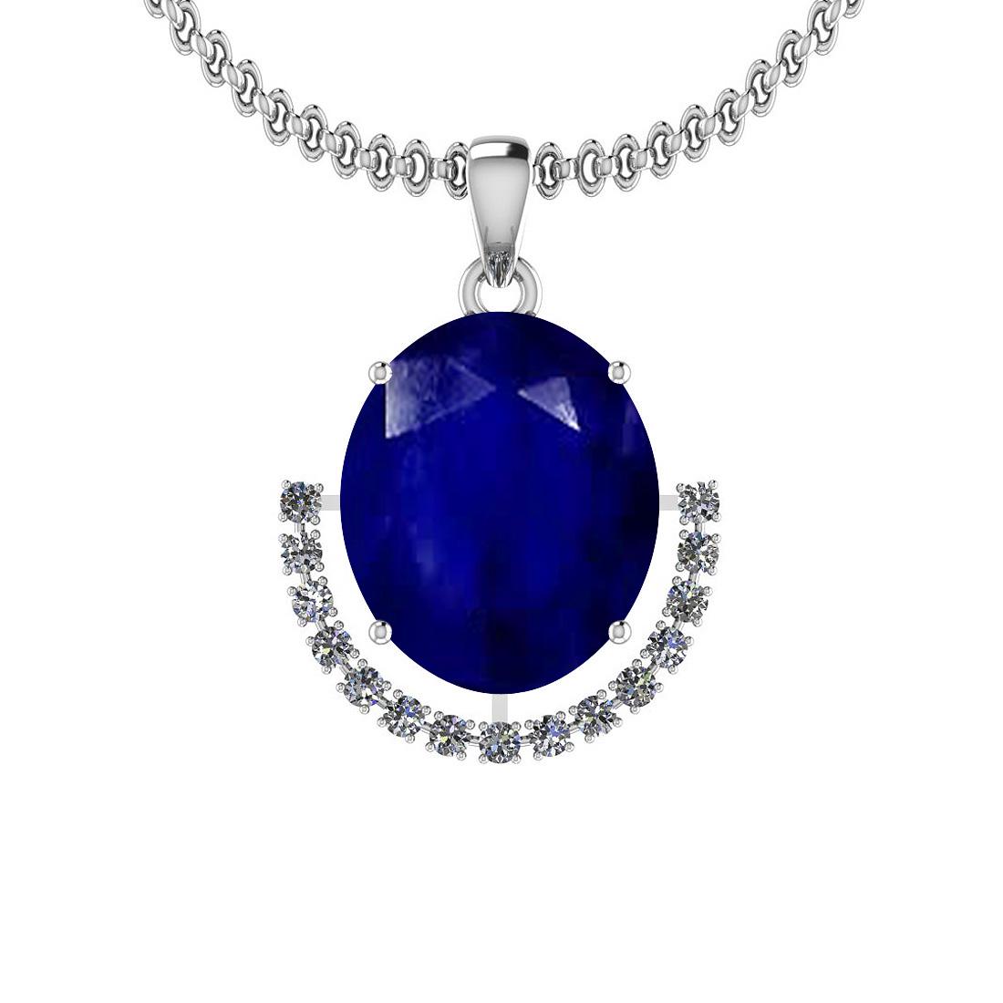 3.72 Ctw I2/I3 Blue Sapphire And Diamond 14K White Gold: 3.72 Ctw I2/I3 Blue Sapphire And Diamond 14K White Gold Necklace -- Center Stone Weight : 3.20 Ctw (Oval Cut ) Center Stone Color : Blue Sapphire Center Stone Setting : Prong Side Stone Weight Of Ctw 