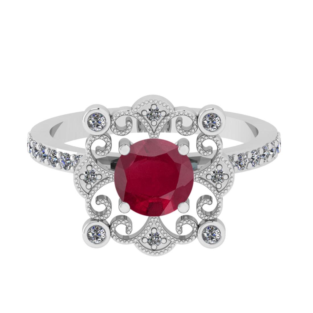 1.24 Ctw SI2/I1 Blue Sapphire And Diamond 14K White Gol: 1.24 Ctw SI2/I1 Blue Sapphire And Diamond 14K White Gold Vintage Style Wedding Ring -- Center Stone Weight : 1.00 Ctw (Round Cut) Center Stone Color : Blue Sapphire Stone Setting : Prong Side Stone We