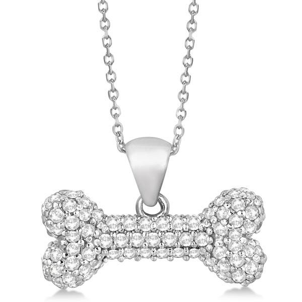 Pave Diamond Dog Bone Pendant Necklace 14K White Gold 0: Pave Diamond Dog Bone Pendant Necklace 14K White Gold 0.80ctw -- CENTER STONE; Diamond CENTER STONE CLARITY; SI1-SI2 CENTER STONE COLOR; White CENTER STONE SETTING; Pave SIDE STONE CLARITY; SIDE STONE