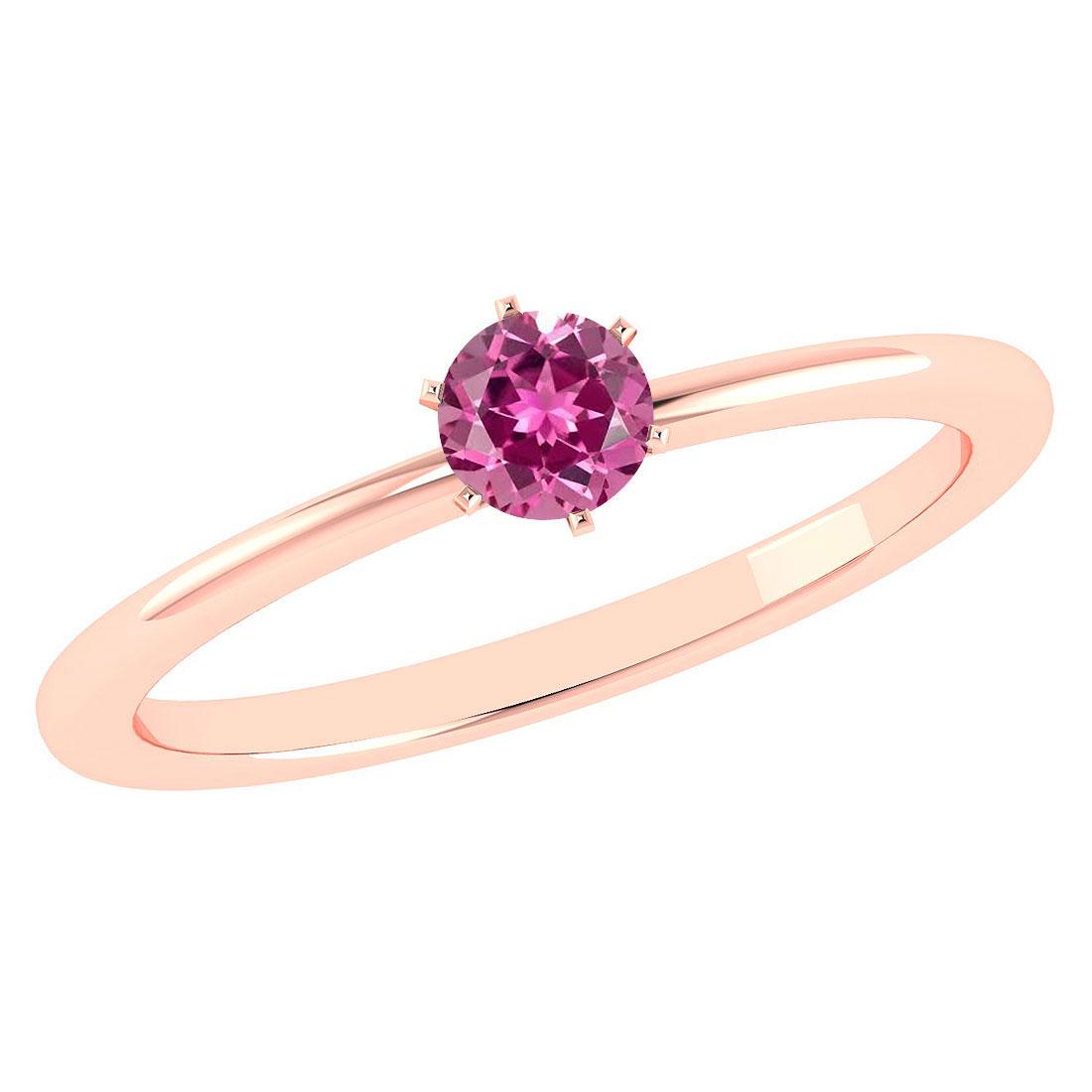 Certified 0.50 Ctw Pink Tourmaline 14k Rose Gold Ring: Certified 0.50 Ctw Pink Tourmaline 14k Rose Gold Ring -- Center Stone Weight ; 0.50 Ctw (1 Pcs Round) Center Stone Color: Pink Tourmaline Center Stone Setting ; Prong Metal Weight : Approx 2.50 Gram 1