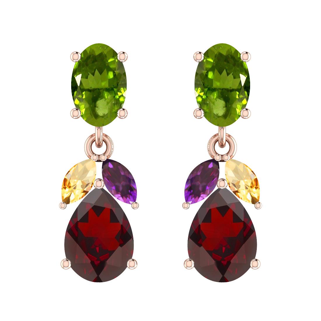 2.70 Ctw Multi Stone 10K Rose Gold Earrings: 2.70 Ctw Multi Stone 10K Rose Gold Earrings -- Multi Stone Weight : 2.70 Ctw (Pear,Marquise,Oval Cut ) Multi Stone Color :-Amethyst,Garnet,Peridot,Citrine Stone Setting : Prong Metal Weight : Approx 1