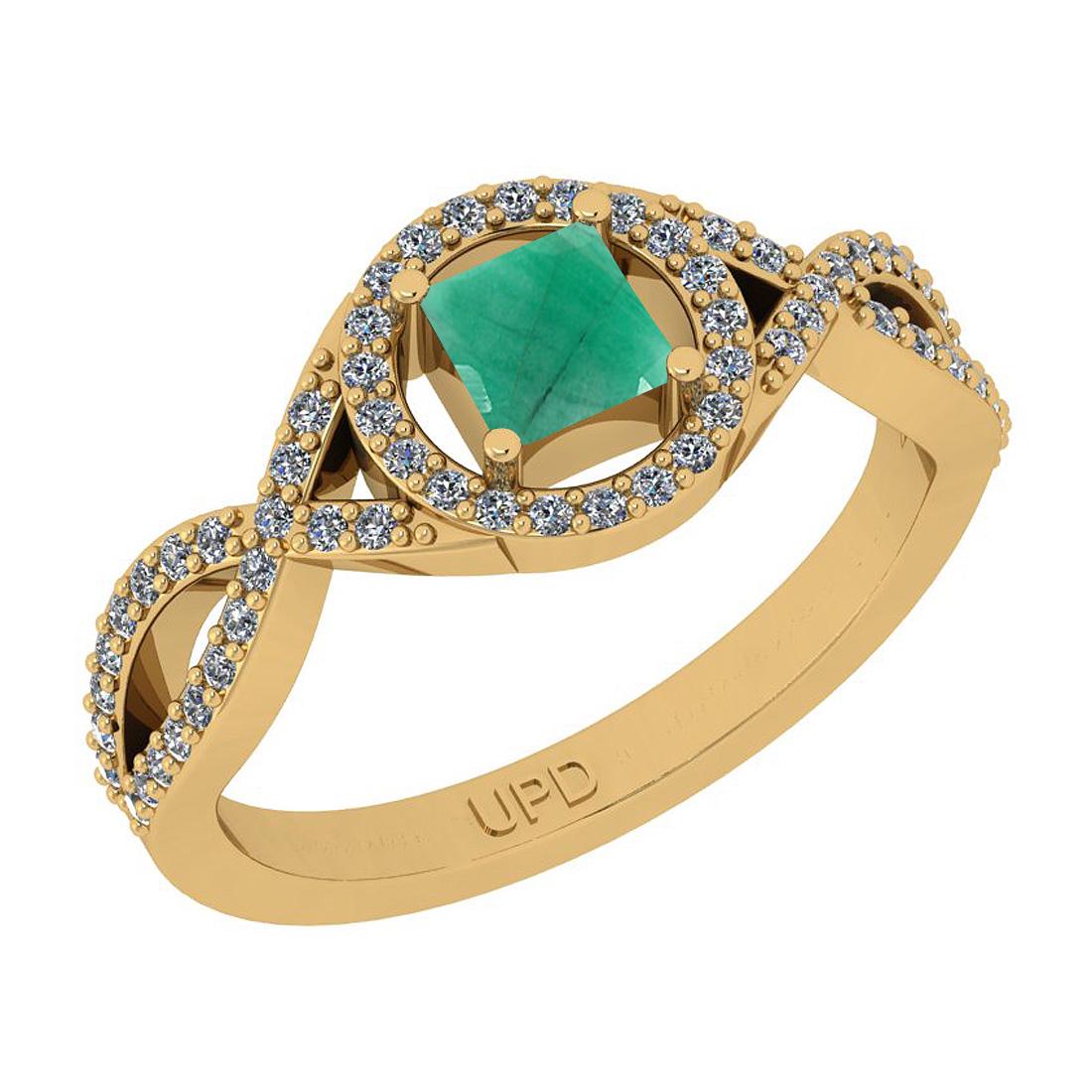 0.70 Ctw SI2/I1 Emerald And Diamond 14K Yellow Gold Rin: 0.70 Ctw SI2/I1 Emerald And Diamond 14K Yellow Gold Ring -- Center Stone Weight : 0.39 Ctw ( Princess Cut) Center Stone Color :-Emerald Stone Setting : Prong Side Stone Weight Of Ctw 0.31 Ctw Side Sto