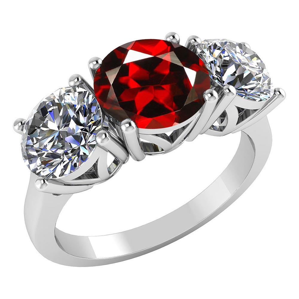 Certified 1.60 CTW Genuine Garnet And Diamond 14K White: Certified 1.60 CTW Genuine Garnet And Diamond 14K White Gold Ring -- Center Stone 1.10 CTW Round Center Stone Clarity: Center Stone Color : Genuine Garnet Stone Setting ;Prong Side Stone Clarity;SI1-S
