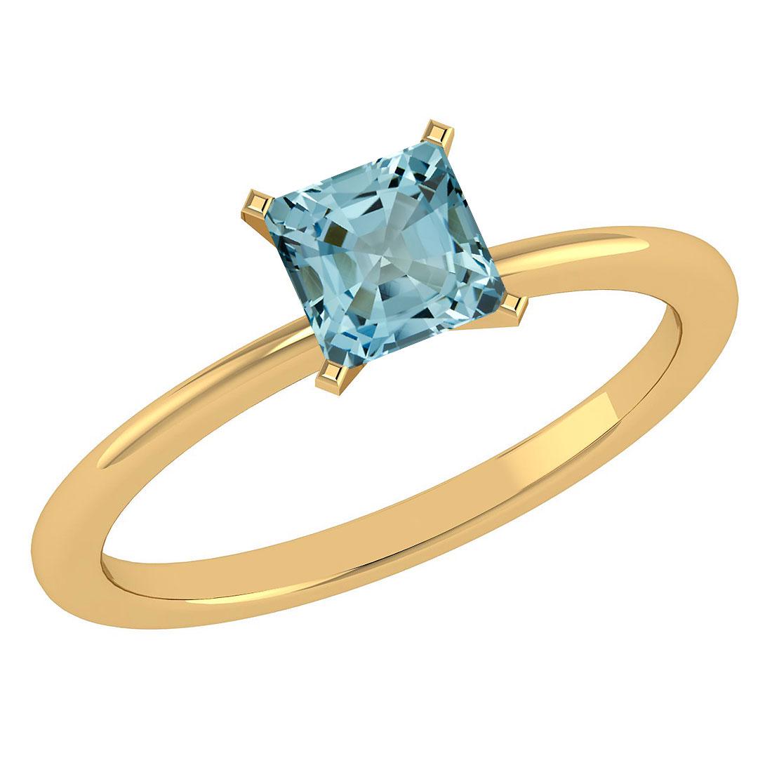Certified 0.75 Ctw Aquamarine 14k Yellow Gold Ring: Certified 0.75 Ctw Aquamarine 14k Yellow Gold Ring -- Center Stone Weight ; 0.75 Ctw (1 Pcs Princess) Center Stone Color :Aquamarine Center Stone Setting ; Prong Side Stone Metal Weight: 1.50Gram 14k 