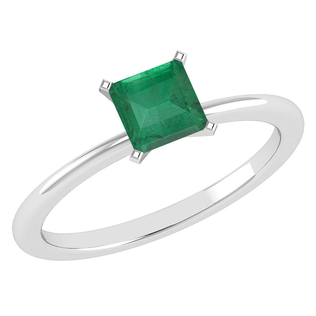 Certified 0.75 Ctw Emerlad 14k White Gold Ring: Certified 0.75 Ctw Emerlad 14k White Gold Ring -- Center Stone Weight ; 0.75 Ctw (1 Pcs Princess) Center Stone Color :Emerlad Center Stone Setting ; Prong Side Stone Metal Weight: 1.50Gram 14k White G