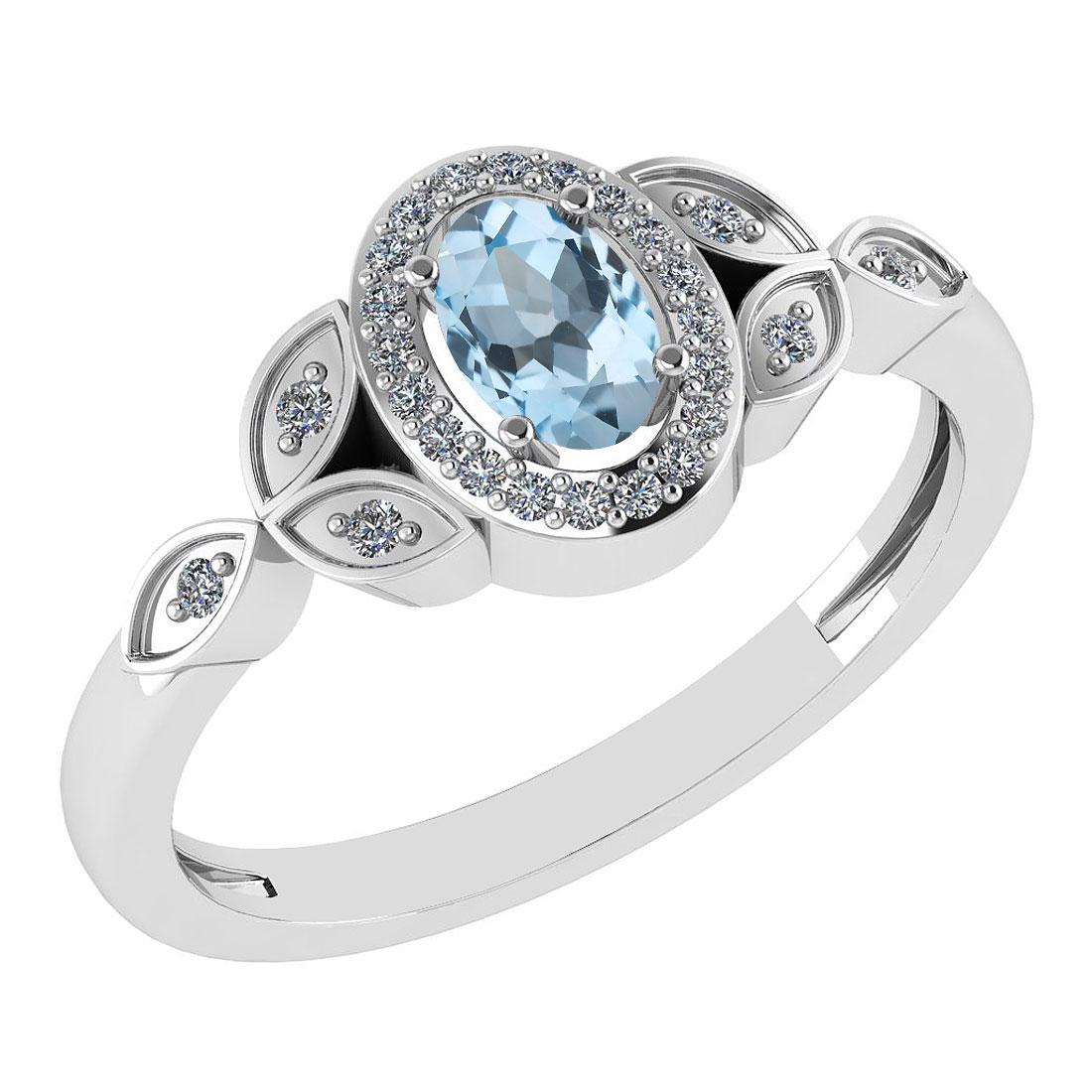 0.64 Ctw SI2/I1 Aquamarine And Diamond 14k White Gold W: 0.64 Ctw SI2/I1 Aquamarine And Diamond 14k White Gold Wedding Ring -- Center Stone Weight ; 0.50 Ctw 1 Pcs Oval) Center Stone Color :Aquamarine Center Stone Setting ; Prong Side Stone Weight of Ctw ;