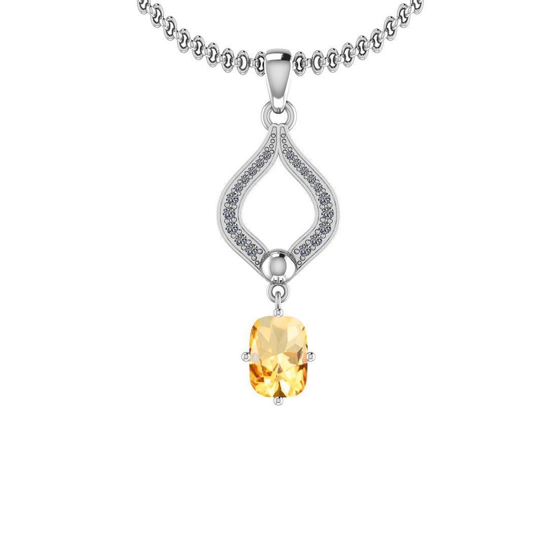 Certified 1.17 Ctw Yellow Topaz And Diamond I2/I3 14K W: Certified 1.17 Ctw Yellow Topaz And Diamond I2/I3 14K White Gold Pendant -- Center Stone Approx Weight: 1.10 Ctw (Cushion Cut) Center Stone Color: Yellow Topaz Center Stone Setting: Prong Side Stone 0