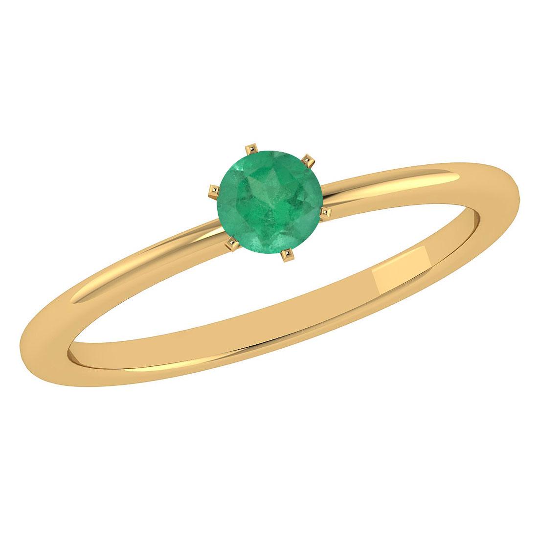 Certified 0.50 Ctw Emerlad 14k Yellow Gold Ring: Certified 0.50 Ctw Emerlad 14k Yellow Gold Ring -- Center Stone Weight ; 0.50 Ctw (1 Pcs Round) Center Stone Color: Emerlad Center Stone Setting ; Prong Metal Weight : Approx 2.50 Gram 14K Yellow Gold