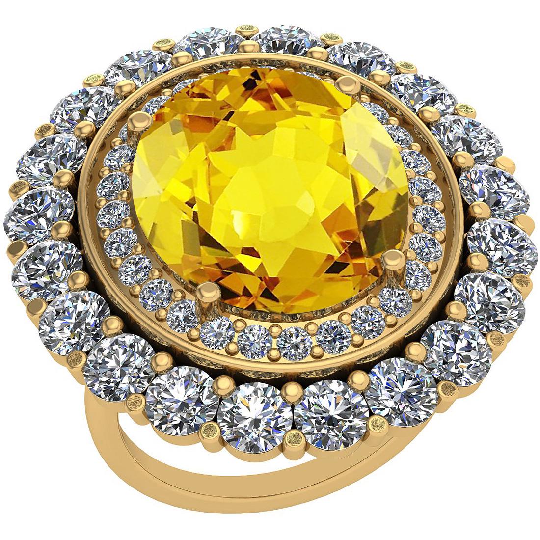 20.91 Ctw I2/I3 Lemon Topaz And Diamond 14k Yellow Gold: 20.91 Ctw I2/I3 Lemon Topaz And Diamond 14k Yellow Gold Engagement Halo Ring -- Center Stone Weight : 18.15 Ctw (1 Psc Oval Cut ) Center Stone Color : Lemon Topaz Center Stone Setting : Prong Side Sto