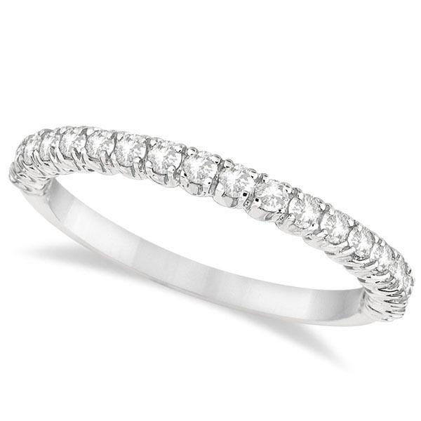 Half-Eternity Pave-Set Thin Diamond Stacking Ring 14k W: Half-Eternity Pave-Set Thin Diamond Stacking Ring 14k White Gold 0.50ctw -- CENTER STONE; Diamond CENTER STONE CLARITY; SI1-SI2 CENTER STONE COLOR; J-K CENTER STONE SETTING; Pave SIDE STONE CLARITY; S