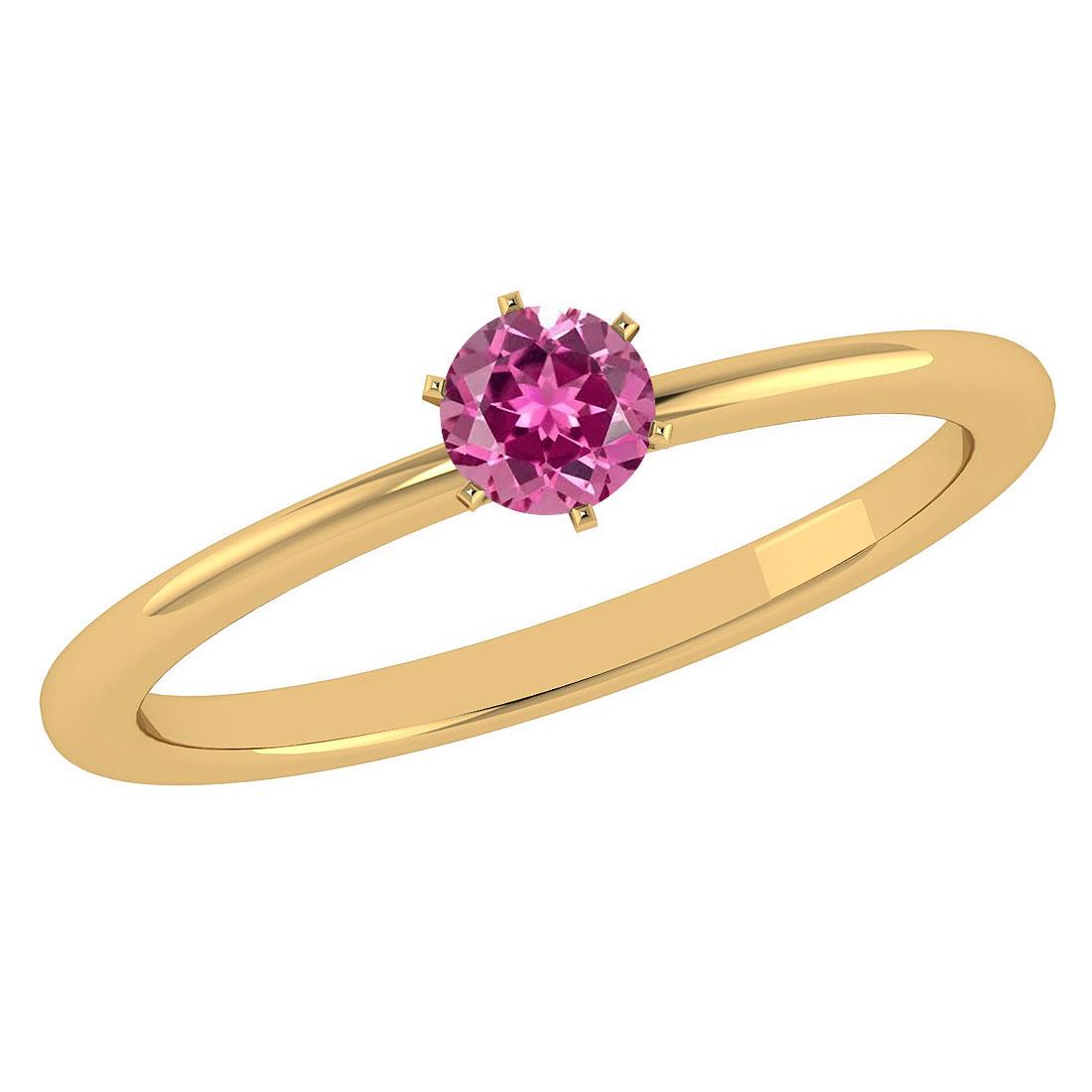 Certified 0.50 Ctw Pink Tourmaline 14k Yellow Gold Ring: Certified 0.50 Ctw Pink Tourmaline 14k Yellow Gold Ring -- Center Stone Weight ; 0.50 Ctw (1 Pcs Round) Center Stone Color: Pink Tourmaline Center Stone Setting ; Prong Metal Weight : Approx 2.50 Gram