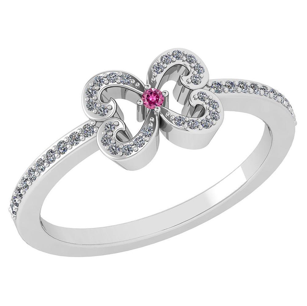 Certified 0.24 Ctw Pink Tourmaline And Diamond 18k Whit: Certified 0.24 Ctw Pink Tourmaline And Diamond 18k White Gold Halo Ring -- Center Stone Approx Weight: 0.02 Ctw (1 Pcs Round) Center Stone Color: Pink Tourmaline Center Stone Setting ; Prong Side Ston