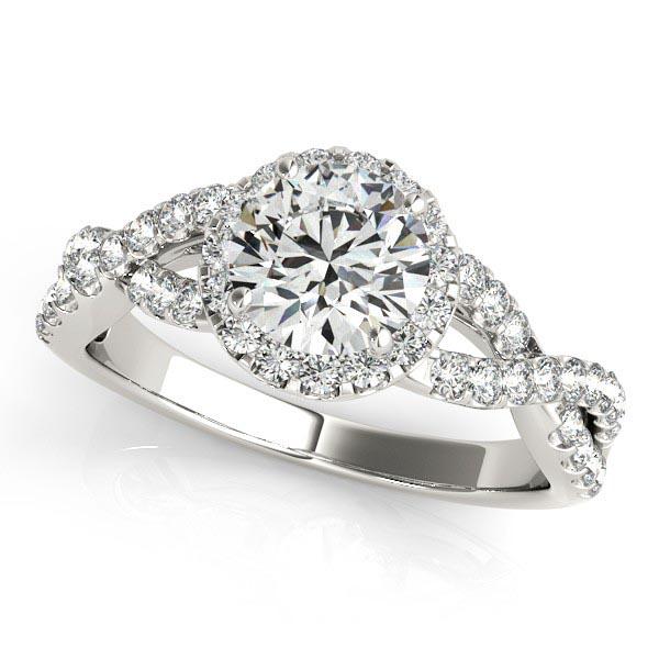 Diamond Infinity Twisted Halo Engagement Ring 14k White: Diamond Infinity Twisted Halo Engagement Ring 14k White Gold 1.50ctw -- CENTER STONE; Diamond (1.00 CTW)CENTER STONE CLARITY; SI1-SI2 CENTER STONE COLOR; J-K CENTER STONE SETTING; Prong SIDE STONE CLA