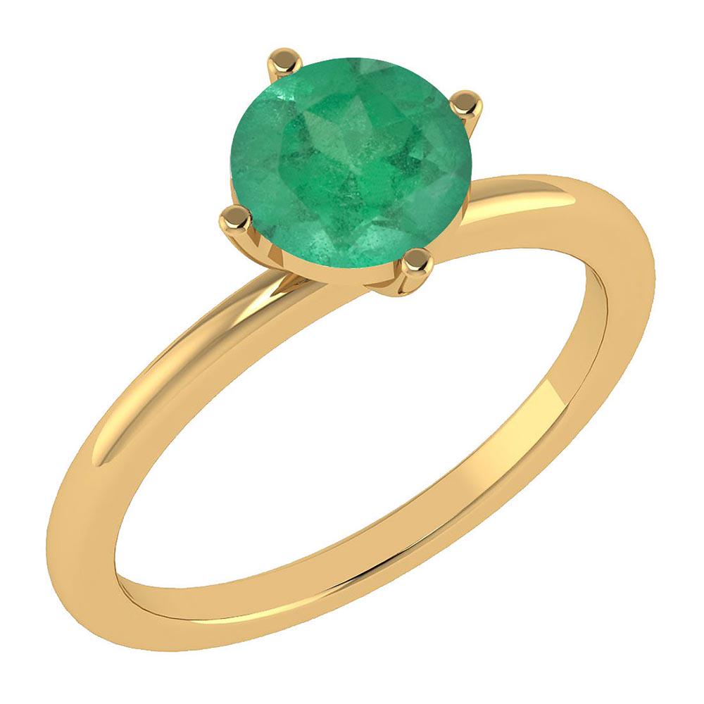 Certified 1.25 Ctw Emerald Ladies Fashion 14K yellow Go: Certified 1.25 Ctw Emerald Ladies Fashion 14K yellow Gold Solitaire Ring MADE IN USA -- Center Stone Weight ; 1.25 Ctw (1 Pcs Round) Center Stone Color: Emerald Center Stone Setting ; Prong Metal Weig