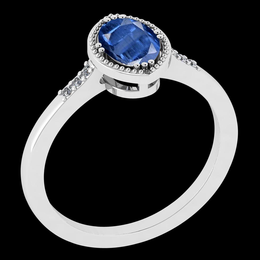 Certfied 0.54 Ctw Kyanite And Diamond I1/I2 14K White G: Certfied 0.54 Ctw Kyanite And Diamond I1/I2 14K White Gold Anniversary Ring -- Color Stone Weight : 0.50 Ctw (1psc Oval) Center Stone Color : Kyanite Center Stone Setting : Prong Side Stone Weight Of 